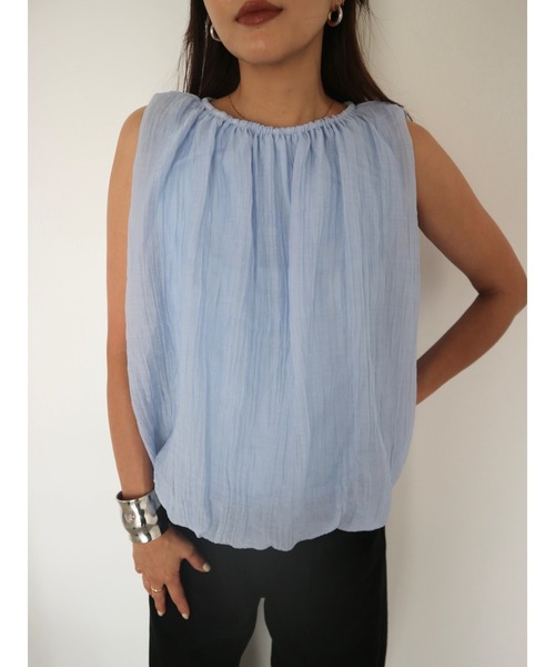 TRUNC（トランクエイティーエイト）の「Sheer Balloon Sleeveless Top（シャツ/ブラウス・レディース・ブルー/ブラック・FREE）」の20枚目の写真
