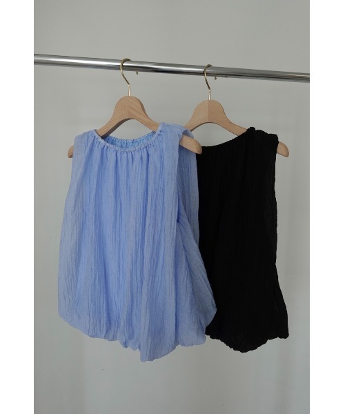 TRUNC（トランクエイティーエイト）の「Sheer Balloon Sleeveless Top（シャツ/ブラウス・レディース・ブルー/ブラック・FREE）」の9枚目の写真