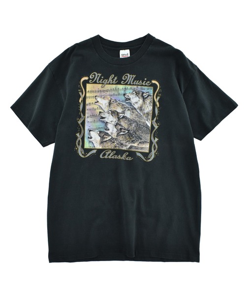 ANVIL(アンヴィル)の「【USED】90’s Anvil “Night Music Alaska” アニマルTシャツ(Tシャツ/カットソー・メンズ・ブラック・X-LARGE)」の1枚目の写真