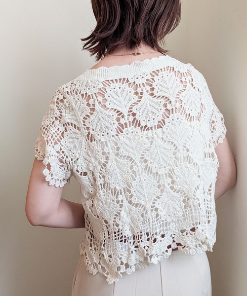 styiro(スタイロ)の「刺繍柄メッシュニットカーディガン(カーディガン/ボレロ・レディース・ベージュ系2/ホワイト系2/ベージュ/ホワイト・FREE)」の8枚目の写真