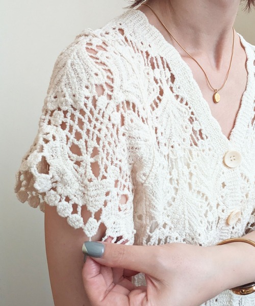 styiro(スタイロ)の「刺繍柄メッシュニットカーディガン(カーディガン/ボレロ・レディース・ベージュ系2/ホワイト系2/ベージュ/ホワイト・FREE)」の11枚目の写真
