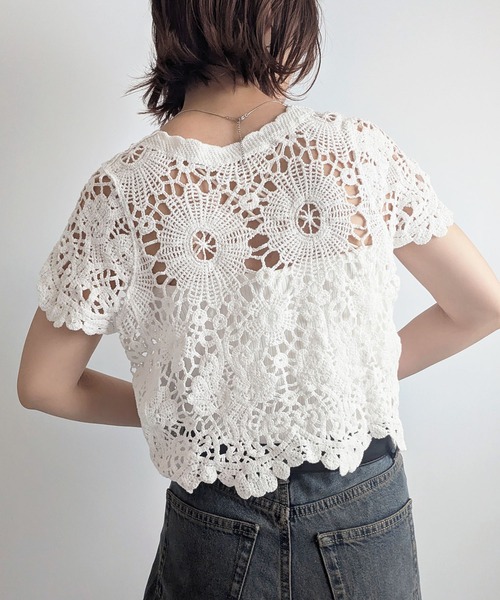 styiro(スタイロ)の「刺繍柄メッシュニットカーディガン(カーディガン/ボレロ・レディース・ベージュ系2/ホワイト系2/ベージュ/ホワイト・FREE)」の18枚目の写真