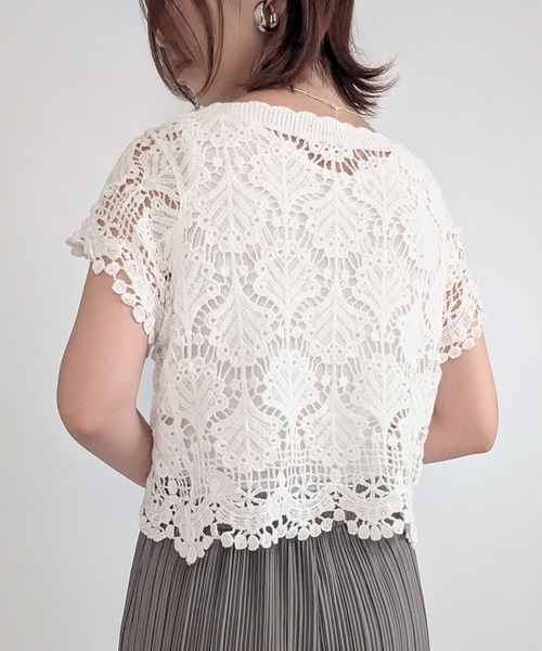 styiro(スタイロ)の「刺繍柄メッシュニットカーディガン(カーディガン/ボレロ・レディース・ベージュ系2/ホワイト系2/ベージュ/ホワイト・FREE)」の21枚目の写真