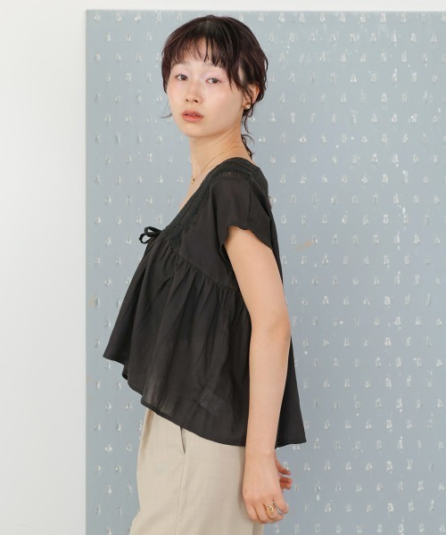 Bab(バブ)の「レースコンビフロントリボンブラウス(シャツ/ブラウス・レディース・ブラック/ピンク/アイボリー・MEDIUM)」の14枚目の写真