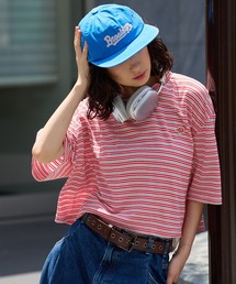 Multi-Stripe Cropped T-Shirt / マルチボーダー クロップド Tシャツ 半袖 クルーネック ショート丈 ドロップショルダー 胸ロゴ カジュアル レトロ Y2K レディース 秋 秋服 2026年秋冬