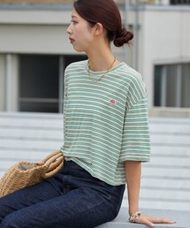 Chick | Multi-Stripe Cropped T-Shirt / マルチボーダー クロップド Tシャツ 半袖 クルーネック ショート丈 ドロップショルダー 胸ロゴ カジュアル レトロ Y2K レディース 2026年 夏 夏服(Tシャツ/カットソー)