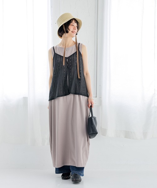 n'OrLABEL(ノアールレーベル)の「【接触冷感】半袖カットソー&レースキャミセット(Tシャツ/カットソー・レディース・アイボリー/ブラック・2/1)」の9枚目の写真