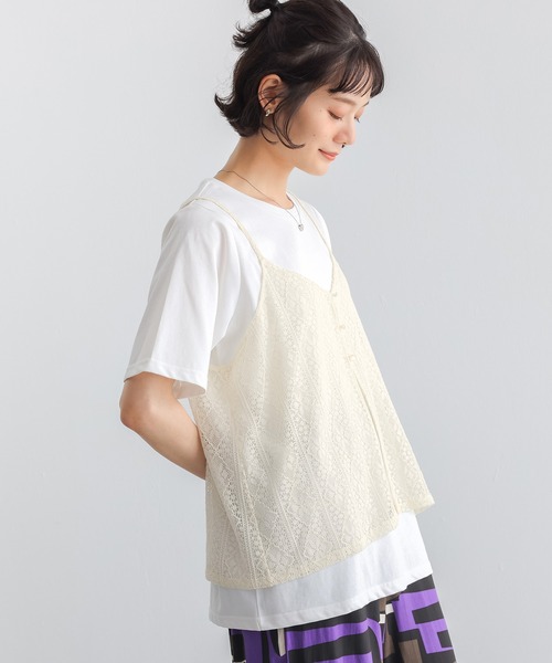 n'OrLABEL(ノアールレーベル)の「【接触冷感】半袖カットソー&レースキャミセット(Tシャツ/カットソー・レディース・アイボリー/ブラック・2/1)」の10枚目の写真