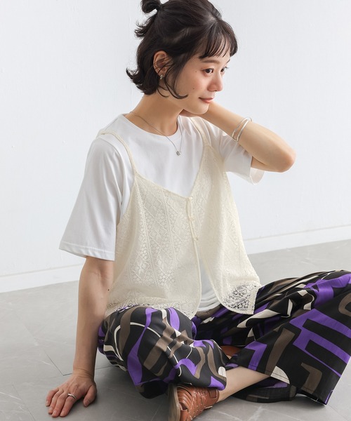 n'OrLABEL(ノアールレーベル)の「【接触冷感】半袖カットソー&レースキャミセット(Tシャツ/カットソー・レディース・アイボリー/ブラック・2/1)」の11枚目の写真
