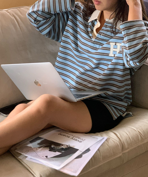 a stripe rugby t‑sh (light blue) — полосатая регбийная футболка (светло‑голубая)