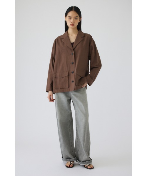 RIM.ARK(リムアーク)の「Linen mix shirt JK(リネンミックスシャツジャケット)(その他アウター・レディース・ホワイト/ブラウン/ブラック・FREE)」の3枚目の写真