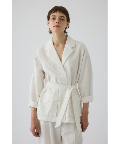 RIM.ARK(リムアーク)の「Linen mix shirt JK(リネンミックスシャツジャケット)(その他アウター・レディース・ホワイト/ブラウン/ブラック・FREE)」の1枚目の写真