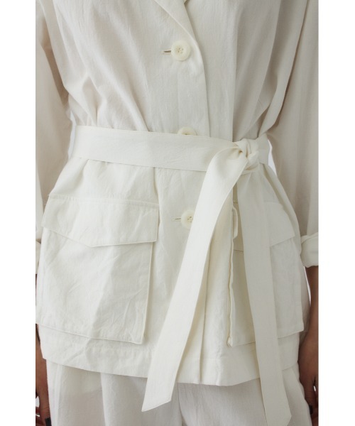 RIM.ARK(リムアーク)の「Linen mix shirt JK(リネンミックスシャツジャケット)(その他アウター・レディース・ホワイト/ブラウン/ブラック・FREE)」の6枚目の写真