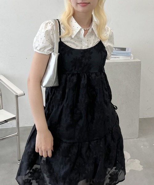 merrylatte(メリーラテ)の「レース花柄ワンピース【TUNE】(ワンピース・レディース・ホワイト/ブラック・FREE)」の6枚目の写真