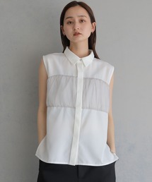 【&g'aime 】チュールビスチェレイヤードシャツ Tulle Bustier Layered Shirt