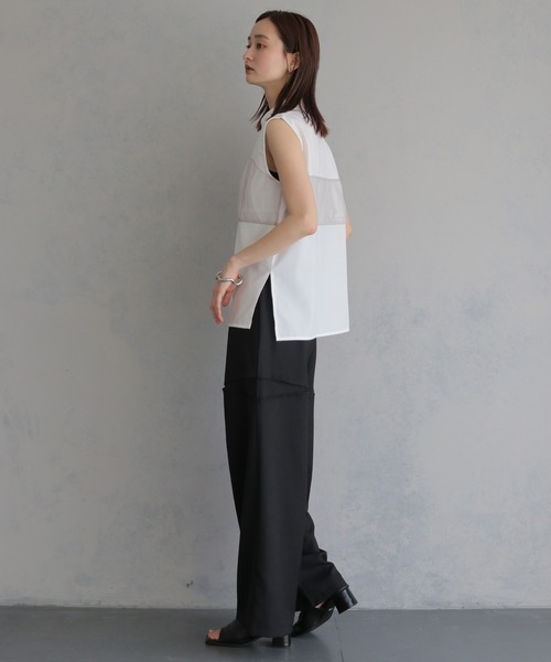 &g'aime(アンジェム)の「【&g'aime 】チュールビスチェレイヤードシャツ Tulle Bustier Layered Shirt(シャツ/ブラウス・レディース・ブラック/ブラウン/ホワイト・FREE)」の13枚目の写真