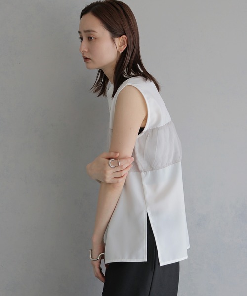 &g'aime(アンジェム)の「【&g'aime 】チュールビスチェレイヤードシャツ Tulle Bustier Layered Shirt(シャツ/ブラウス・レディース・ブラック/ブラウン/ホワイト・FREE)」の9枚目の写真