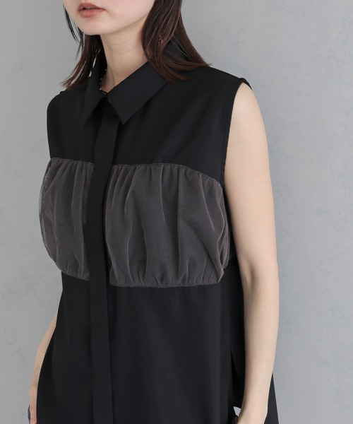 &g'aime(アンジェム)の「【&g'aime 】チュールビスチェレイヤードシャツ Tulle Bustier Layered Shirt(シャツ/ブラウス・レディース・ブラック/ブラウン/ホワイト・FREE)」の18枚目の写真