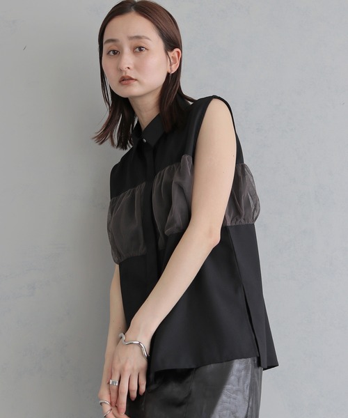 &g'aime(アンジェム)の「【&g'aime 】チュールビスチェレイヤードシャツ Tulle Bustier Layered Shirt(シャツ/ブラウス・レディース・ブラック/ブラウン/ホワイト・FREE)」の19枚目の写真