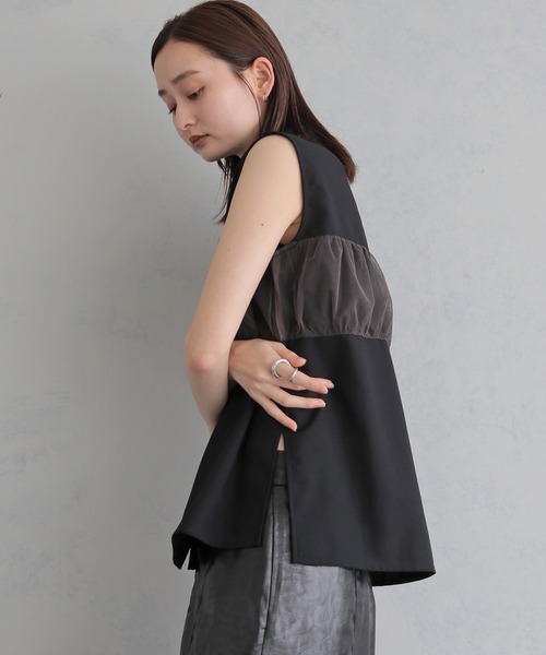 &g'aime(アンジェム)の「【&g'aime 】チュールビスチェレイヤードシャツ Tulle Bustier Layered Shirt(シャツ/ブラウス・レディース・ブラック/ブラウン/ホワイト・FREE)」の20枚目の写真