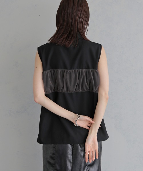 &g'aime(アンジェム)の「【&g'aime 】チュールビスチェレイヤードシャツ Tulle Bustier Layered Shirt(シャツ/ブラウス・レディース・ブラック/ブラウン/ホワイト・FREE)」の21枚目の写真