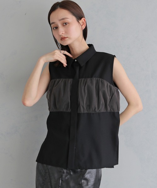 &g'aime(アンジェム)の「【&g'aime 】チュールビスチェレイヤードシャツ Tulle Bustier Layered Shirt(シャツ/ブラウス・レディース・ブラック/ブラウン/ホワイト・FREE)」の17枚目の写真
