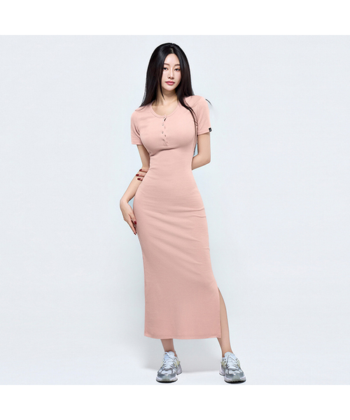 PHYSICAL GARMENTS（フィジカルガーメンツ）の「P5087 半袖スリム切り替えワンピース [4COLOR]（ワンピース・レディース・ピンク/チャコール/ブラウン/ブラック・FREE）」の4枚目の写真