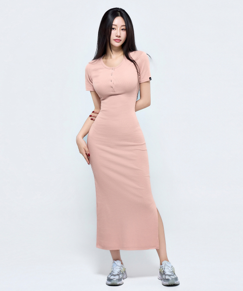 PHYSICAL GARMENTS（フィジカルガーメンツ）の「P5087 半袖スリム切り替えワンピース [4COLOR]（ワンピース・レディース・ピンク/チャコール/ブラウン/ブラック・FREE）」の9枚目の写真