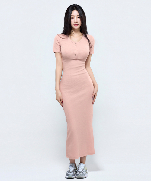 PHYSICAL GARMENTS（フィジカルガーメンツ）の「P5087 半袖スリム切り替えワンピース [4COLOR]（ワンピース・レディース・ピンク/チャコール/ブラウン/ブラック・FREE）」の10枚目の写真