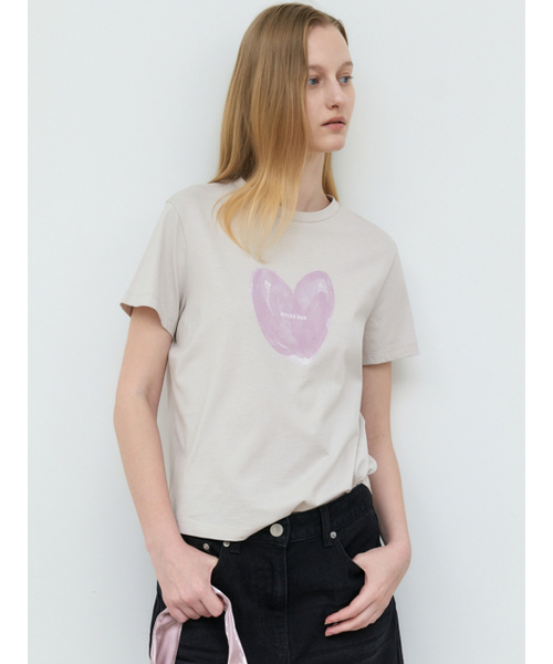ATELIER NAIN(アトリエナイン)の「LOGO HEART STANDARD FIT TEE (T-7222)(Tシャツ/カットソー・レディース・ホワイト/ライトグレー/ライトブルー・FREE)」の4枚目の写真