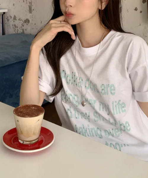 VIVID LADY(ビビッドレディー)の「シルバードットロゴプリント 半袖Tシャツ(Tシャツ/カットソー・レディース・イエロー/ネイビー/ホワイト/ミント・FREE)」の9枚目の写真