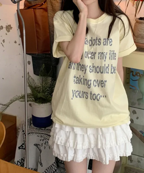 VIVID LADY(ビビッドレディー)の「シルバードットロゴプリント 半袖Tシャツ(Tシャツ/カットソー・レディース・イエロー/ネイビー/ホワイト/ミント・FREE)」の21枚目の写真