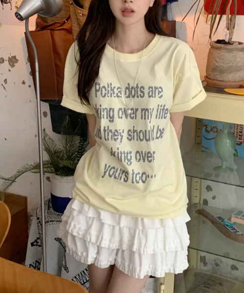 VIVID LADY(ビビッドレディー)の「シルバードットロゴプリント 半袖Tシャツ(Tシャツ/カットソー・レディース・イエロー/ネイビー/ホワイト/ミント・FREE)」の22枚目の写真