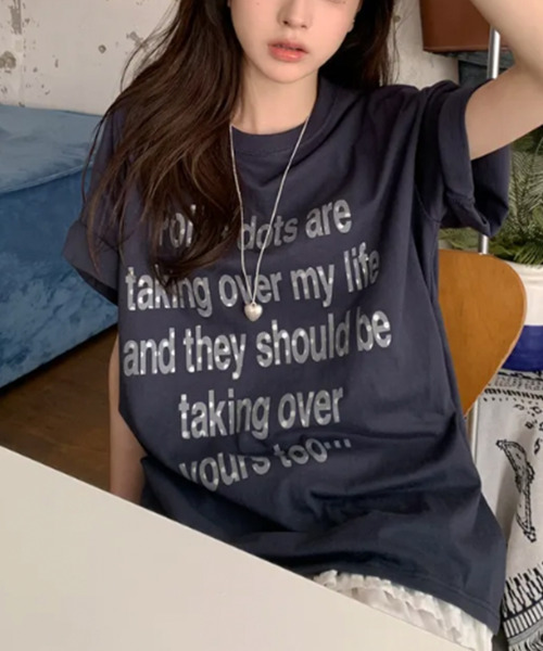 VIVID LADY(ビビッドレディー)の「シルバードットロゴプリント 半袖Tシャツ(Tシャツ/カットソー・レディース・イエロー/ネイビー/ホワイト/ミント・FREE)」の14枚目の写真