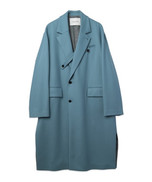 CULLNI(クルニ)の「Signature Melton Suspender Belt Chester Coat(チェスターコート・メンズ・ネイビー/アッシュブラウン/ブルーグリーン/ブラック・2/1)」の7枚目の写真