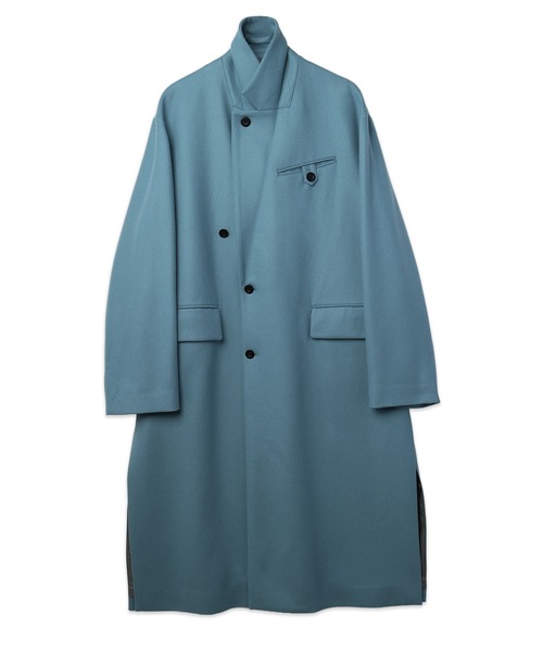 CULLNI(クルニ)の「Signature Melton Suspender Belt Chester Coat(チェスターコート・メンズ・ネイビー/アッシュブラウン/ブルーグリーン/ブラック・2/1)」の8枚目の写真