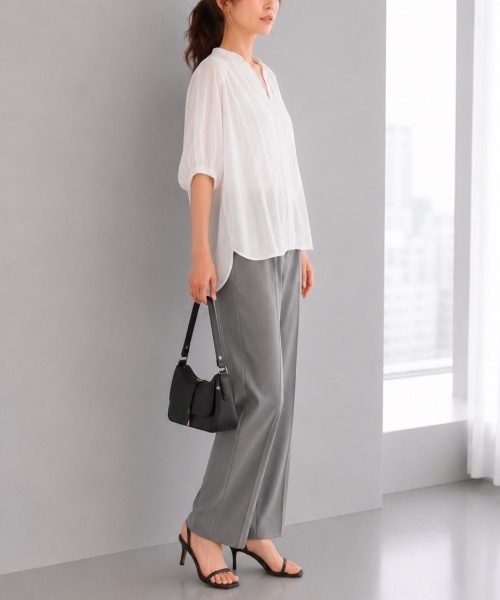 Muffiny(マフィニー)の「美シルエットストレッチストレートパンツ(スラックス・レディース・アッシュグレー/ブラック・MEDIUM)」の15枚目の写真