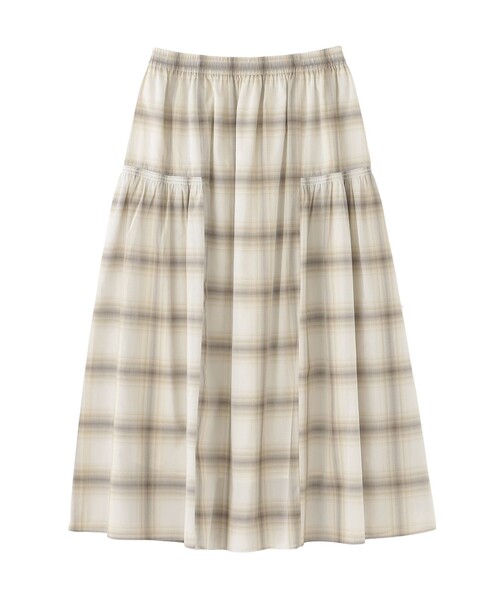 MACKINTOSH PHILOSOPHY(マッキントッシュ フィロソフィー)の「チェックボイルサイドギャザースカート(スカート・レディース・ネイビー/ライトイエロー・38)」の1枚目の写真