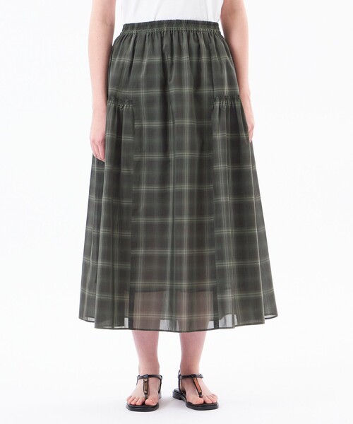 MACKINTOSH PHILOSOPHY(マッキントッシュ フィロソフィー)の「チェックボイルサイドギャザースカート(スカート・レディース・ネイビー/ライトイエロー・38)」の8枚目の写真