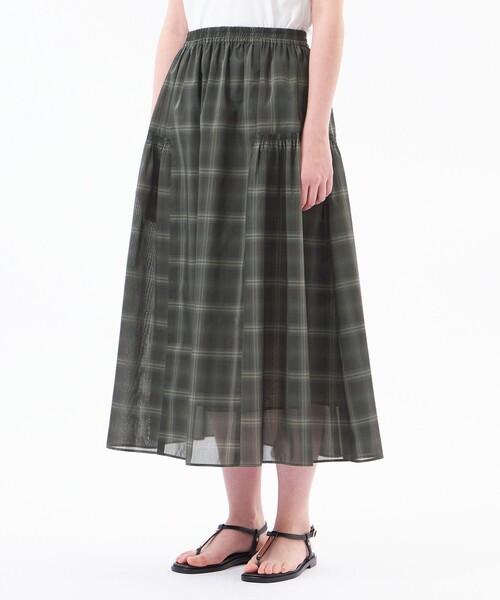 MACKINTOSH PHILOSOPHY(マッキントッシュ フィロソフィー)の「チェックボイルサイドギャザースカート(スカート・レディース・ネイビー/ライトイエロー・38)」の7枚目の写真