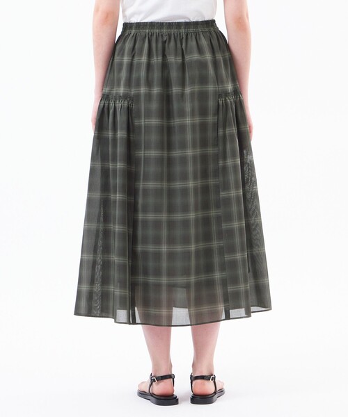 MACKINTOSH PHILOSOPHY(マッキントッシュ フィロソフィー)の「チェックボイルサイドギャザースカート(スカート・レディース・ネイビー/ライトイエロー・38)」の6枚目の写真