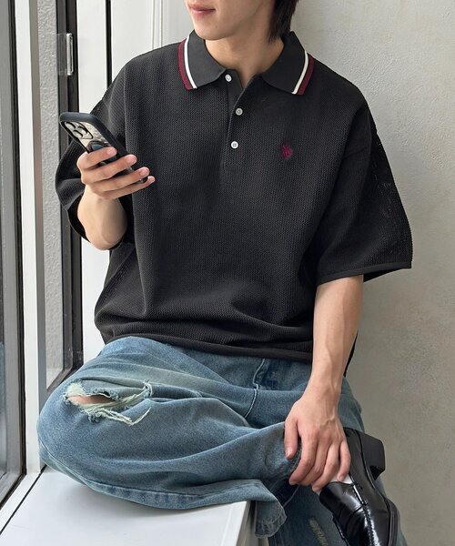 U.S. POLO ASSN.(ユーエスポロアッスン)の「メッシュポロ(ポロシャツ・メンズ・アイボリー/グリーン/ネイビー/チャコールグレー・MEDIUM/LARGE)」の3枚目の写真