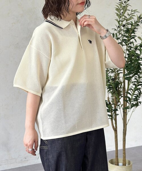 U.S. POLO ASSN.(ユーエスポロアッスン)の「メッシュポロ(ポロシャツ・メンズ・アイボリー/グリーン/ネイビー/チャコールグレー・MEDIUM/LARGE)」の7枚目の写真
