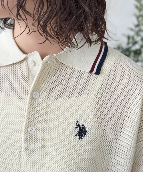 U.S. POLO ASSN.(ユーエスポロアッスン)の「メッシュポロ(ポロシャツ・メンズ・アイボリー/グリーン/ネイビー/チャコールグレー・MEDIUM/LARGE)」の9枚目の写真