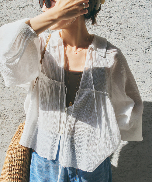 plage Crepe BOHO ブラウス ホワイト Crepe BOHO ブラウス（シャツ/ブラウス）｜Plage（プラージュ）の