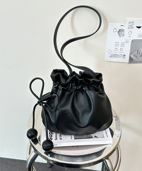 SETUP7（セットアップセブン）の「【SETUP7】PUレザードローストリングミニショルダーバッグ SCCH（ショルダーバッグ・レディース・ブラック・FREE）」の5枚目の写真
