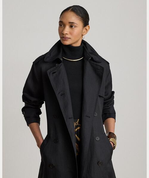 LAUREN RALPH LAUREN(ローレン ラルフ ローレン)の「ダブルブレステッド リネンブレンド トレンチ コート(トレンチコート・レディース・ブラック系1・2/0/4/6/00)」の3枚目の写真