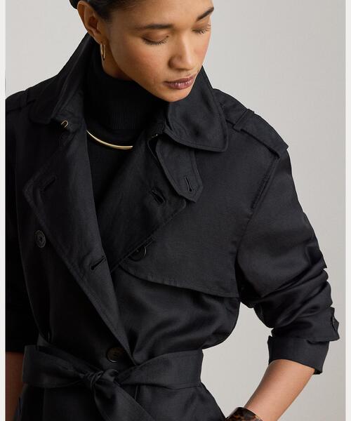 LAUREN RALPH LAUREN(ローレン ラルフ ローレン)の「ダブルブレステッド リネンブレンド トレンチ コート(トレンチコート・レディース・ブラック系1・2/0/4/6/00)」の4枚目の写真