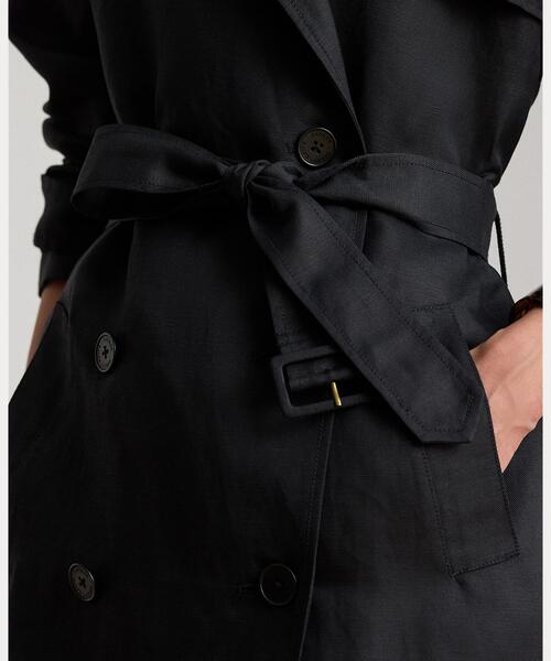 LAUREN RALPH LAUREN(ローレン ラルフ ローレン)の「ダブルブレステッド リネンブレンド トレンチ コート(トレンチコート・レディース・ブラック系1・2/0/4/6/00)」の5枚目の写真