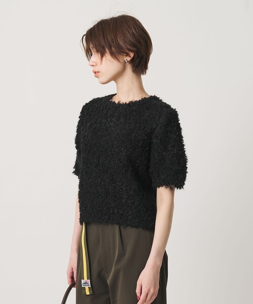 BEAUTY&YOUTH UNITED ARROWS(ビューティーアンドユースユナイテッドアローズ)の「ループフェザーヤーン ハーフスリーブ ニットプルオーバー(ニット/セーター・レディース・ブラック/ナチュラル/ライトグレー・FREE)」の8枚目の写真